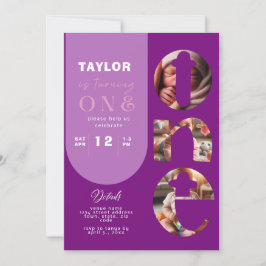 オリジナル写真コラージュ 1歳誕生日招待状 招待状