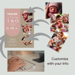 オリジナル写真コラージュ 2歳の誕生日招待状 招待状