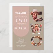 オリジナル写真コラージュ 2歳の誕生日招待状 招待状 (正面/裏面)