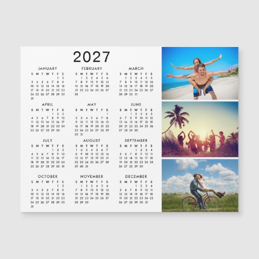 オリジナル写真コラージュ 2027 カレンダーマグネット (正面)