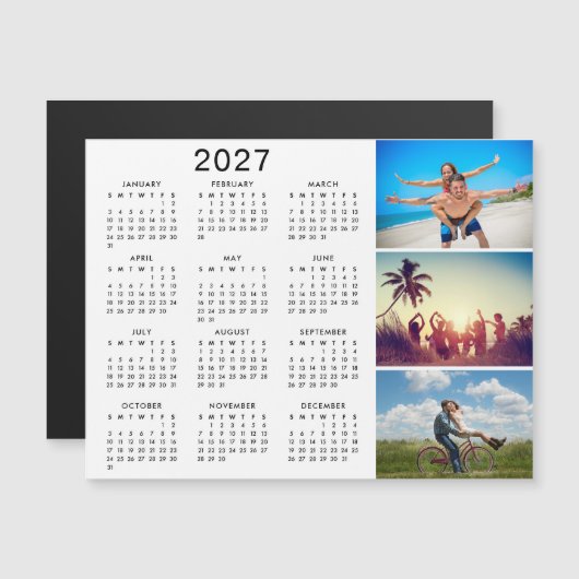 オリジナル写真コラージュ 2027 カレンダー マグネット招待状 (正面/裏面)