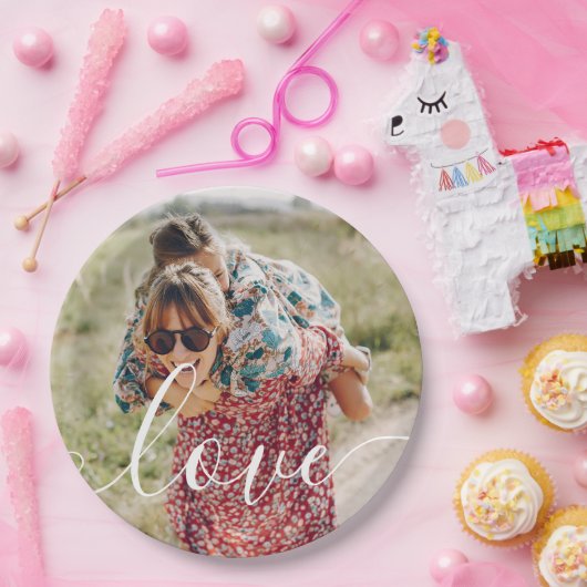 オリジナル写真スクリプトラブ ペーパープレート (パーティー)