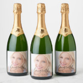 オリジナル写真スクリプト テキスト おめでとう パーティー スパークリングワインラベル (ボトル)