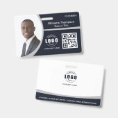 オリジナル写真ロゴQRコード従業員企業グレー バッジ (正面&裏面)