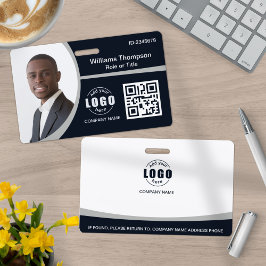 オリジナル写真ロゴQRコード従業員企業グレー バッジ