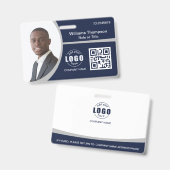オリジナル写真ロゴQRコード従業員企業グレー バッジ (正面＆裏面)