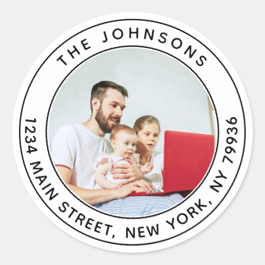 オリジナル写真丸型返送先住所ラベル ラウンドシール (正面)