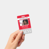 オリジナル写真付きID レポーター プレスパス ID 赤 バッジ (手持ち)