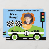 オリジナル写真動物レーサー誕生日招待状 招待状 (正面/裏面)