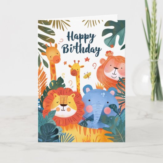 オリジナル写真名 年齢 | かわいい動物イラスト カード (正面)