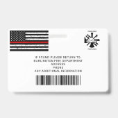 オリジナル写真消防士IDカード 消防士ID バッジ (裏面)