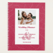 オリジナル写真 おしゃれ マジェンタ レッド 結婚式 月間スケジュール プランナー手帳 (正面)