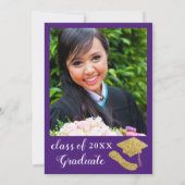 オリジナル写真 エレガント パープル 卒業パーティー 招待状 (裏面)