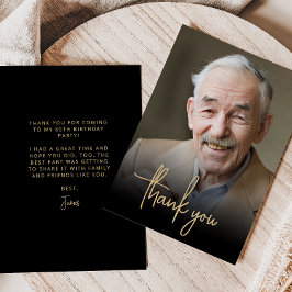 オリジナル写真 ゴールドスクリプト 80歳の誕生日パーティー サンキューカード