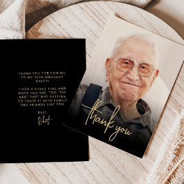 オリジナル写真 ゴールドスクリプト 90歳の誕生日パーティー サンキューカード