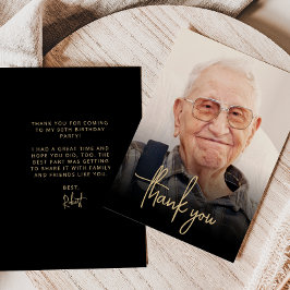 オリジナル写真 ゴールドスクリプト 90歳の誕生日パーティー サンキューカード