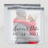 オリジナル写真 シンプル エレガント スクリプト Save the Date 招待状 (正面/裏面)