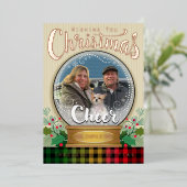 オリジナル写真 スノーグローブ クリスマス ゴールド箔 箔シーズンカード (立ち正面)