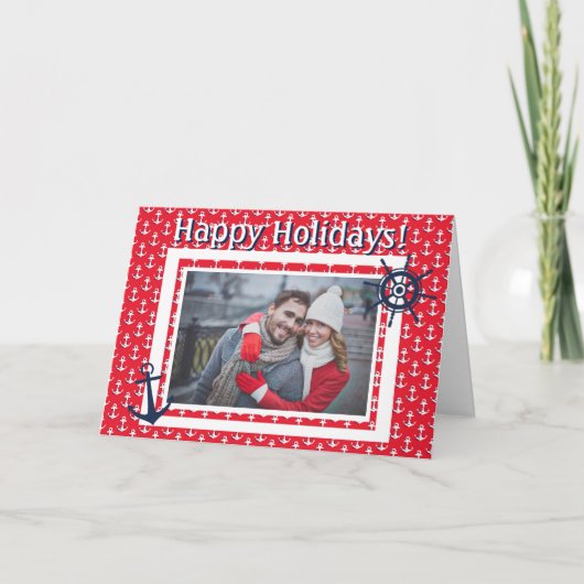 オリジナル写真＆テキストの船舶用アンカー＆操舵輪 シーズンカード (正面)