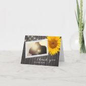 オリジナル写真 バーンワッド ひまわり 結婚式 御礼 サンキューカード (正面)