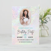 オリジナル写真 パステルカラー誕生日パーティー 招待状 (スタンド正面)