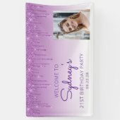 オリジナル写真 パープルグリッター ドリップ 21歳の誕生日 横断幕 (縦)