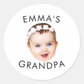 オリジナル写真 フェイス ママ グランマ グランパ 誕生日 ラウンドシール (正面)