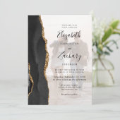 オリジナル写真 ブラック ゴールド アゲート ウェディング 招待状 (スタンド正面)