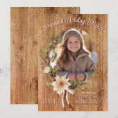 オリジナル写真 ホリデー フラワー ウッド 背景カード シーズンカード (正面/裏面)