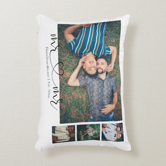 オリジナル写真 ミスター&ミスター ハート ゲイ ウェディング アクセントクッション (正面(垂直))