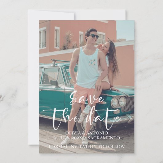 オリジナル写真 ミニマル モダン シンプル ウェディング セーブザデート (正面)