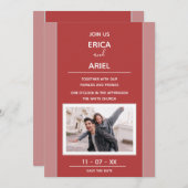 オリジナル写真 ミニマル ローズ バーガンディ フレーム 招待状 (正面/裏面)