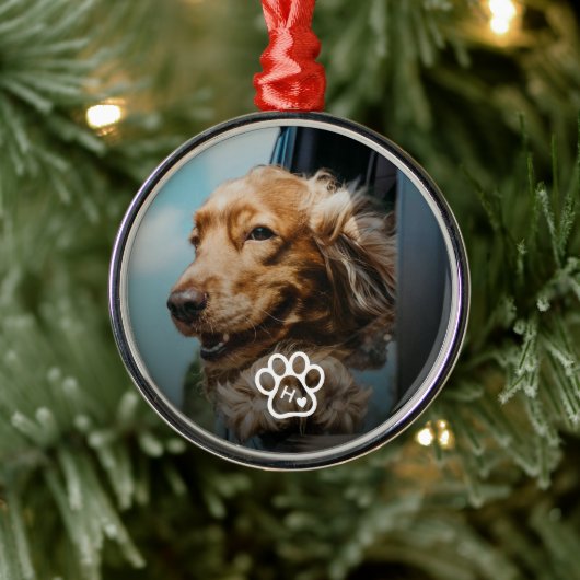 オリジナル写真 モノグラム入り犬のペットグッズ メタルオーナメント (ツリー)