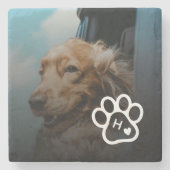 オリジナル写真 モノグラム入り犬ペットグッズ ストーンコースター (正面)