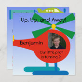 オリジナル写真 リトルパイロット 誕生日招待状 招待状 (正面/裏面)