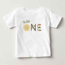 オリジナル写真 ワイルドワン 赤ちゃんの1歳の誕生日Tシャツ ベビーTシャツ