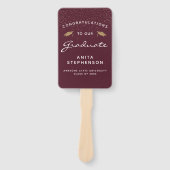 オリジナル写真 ワインレッド ホワイト ゴールド 卒業式 ハンドファン (正面)