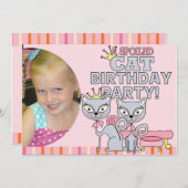 オリジナル写真 ワガママ猫 誕生日パーティー招待状 招待状 (正面/裏面)