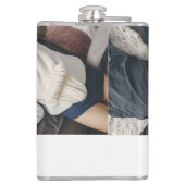 オリジナル写真＆名前のモノグラム ゴールド フラスク (裏面)