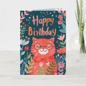 オリジナル写真＆名前 | かわいい猫のイラストアート カード (正面)