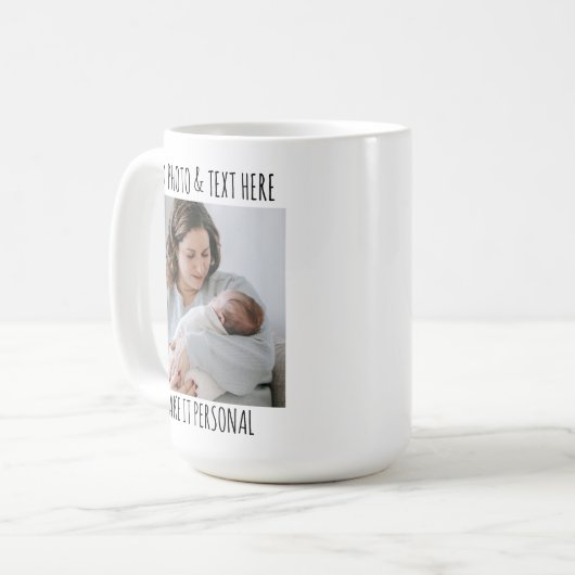 オリジナル写真&名前 マグカップ、誕生日または母の日 コーヒーマグカップ (正面左)