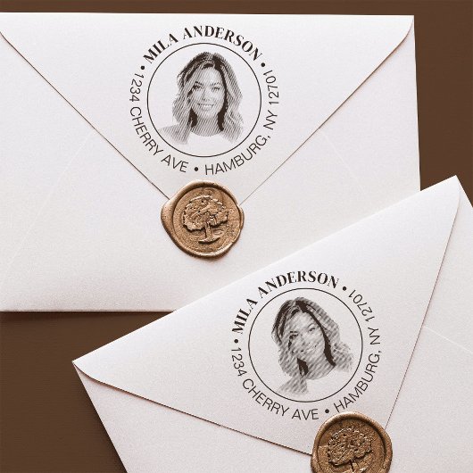 オリジナル写真・名前・木製住所印 ラバースタンプ