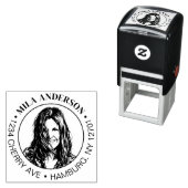 オリジナル写真、名前、木製返送先住所 セルフインキングスタンプ (インサイチュ)