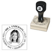 オリジナル写真、名前、木製返送先住所 ラバースタンプ (押印)