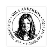 オリジナル写真, 名前, 返送先の木製住所スタンプ セルフインキングスタンプ (デザイン)