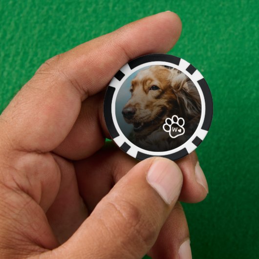 オリジナル写真 犬 ペット モノグラム ポーカーチップ (手)