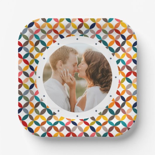 オリジナル写真 現代的 カラフル パーソナライズド ペーパープレート (正面)