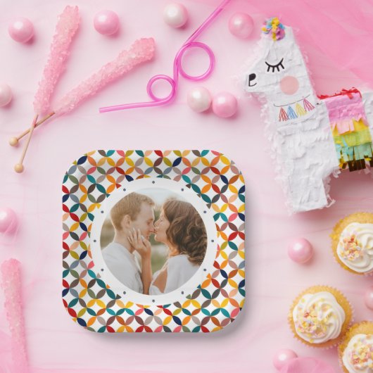 オリジナル写真 現代的 カラフル パーソナライズ ペーパープレート (パーティー)