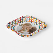 オリジナル写真 現代的 カラフル パーソナライズ ペーパープレート (傾斜あり)