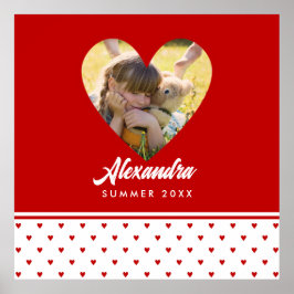 オリジナル写真 赤いハートフレーム 現代の誕生日 ポスター